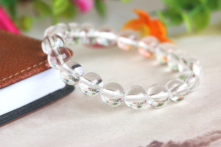 Natural White Crystal Round Beads Fine Bracelets