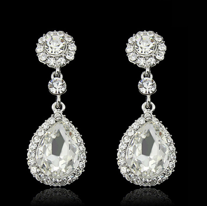 Women's Fashion Shiny Water Drop Crystal For Earrings