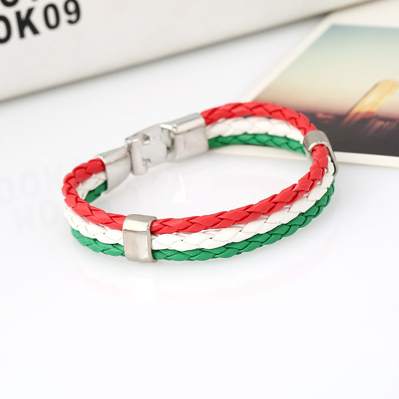 Flag Color Leather Imitation Cowhide World Bracelets