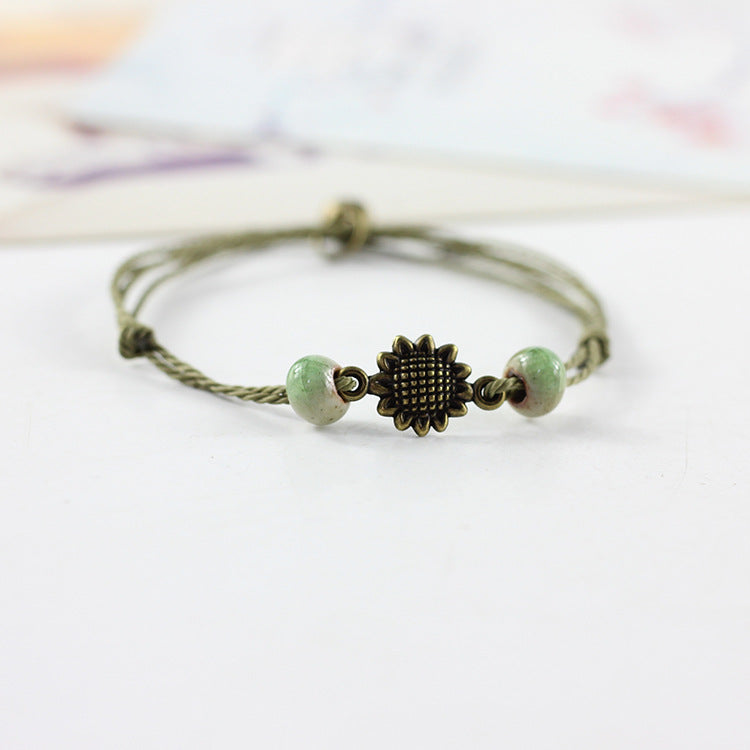 Simple Ethnic Style Mori Braided Creative Ceramic Trinkets Bracelets