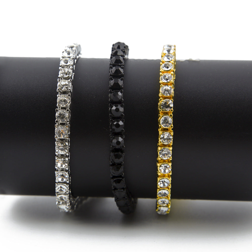 Men's Hip Hop Ear Accessories Full Rhinestone Tennis Chain One Bracelets