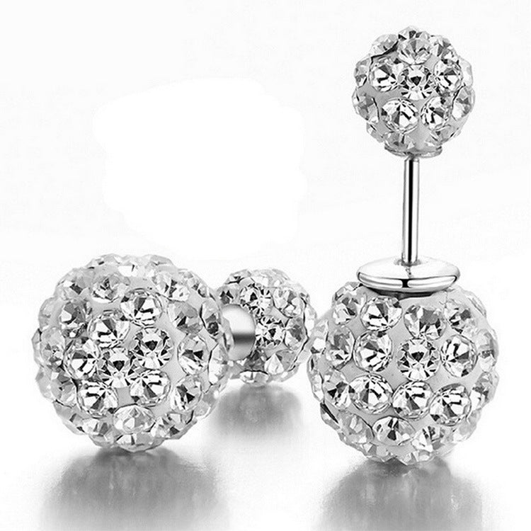 Boucles d'oreilles boules de diamant, grandes et petites, en strass