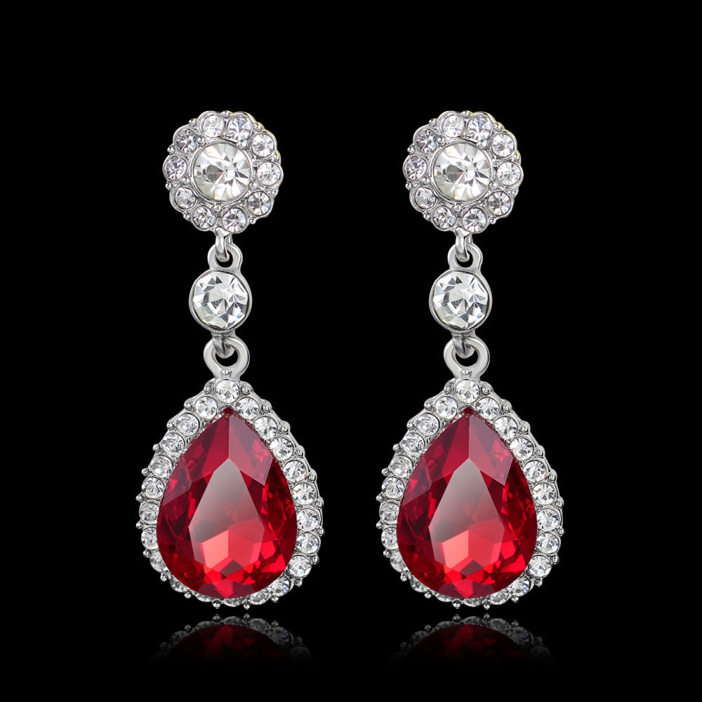 Bridal Glass Water Drop Rhinestone Supply Earrings