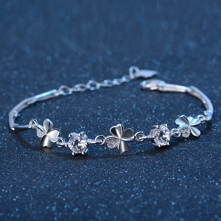 Bracelets en Zircon porte-bonheur simples, trèfle en argent sterling, personnalité féminine