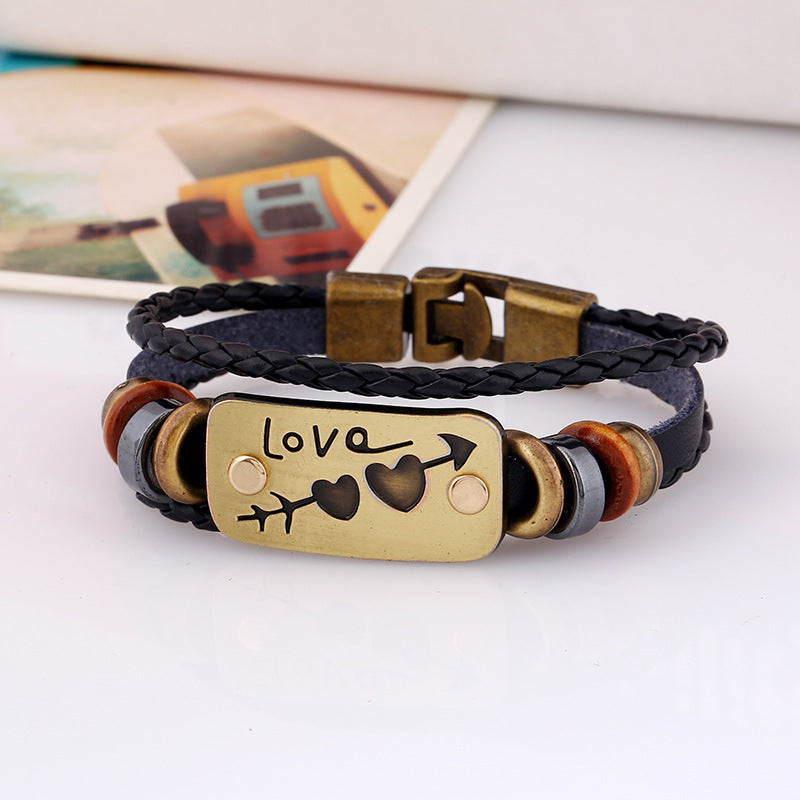 Korean Style Genuine Leather Couple Woven Female Carrying Bracelets