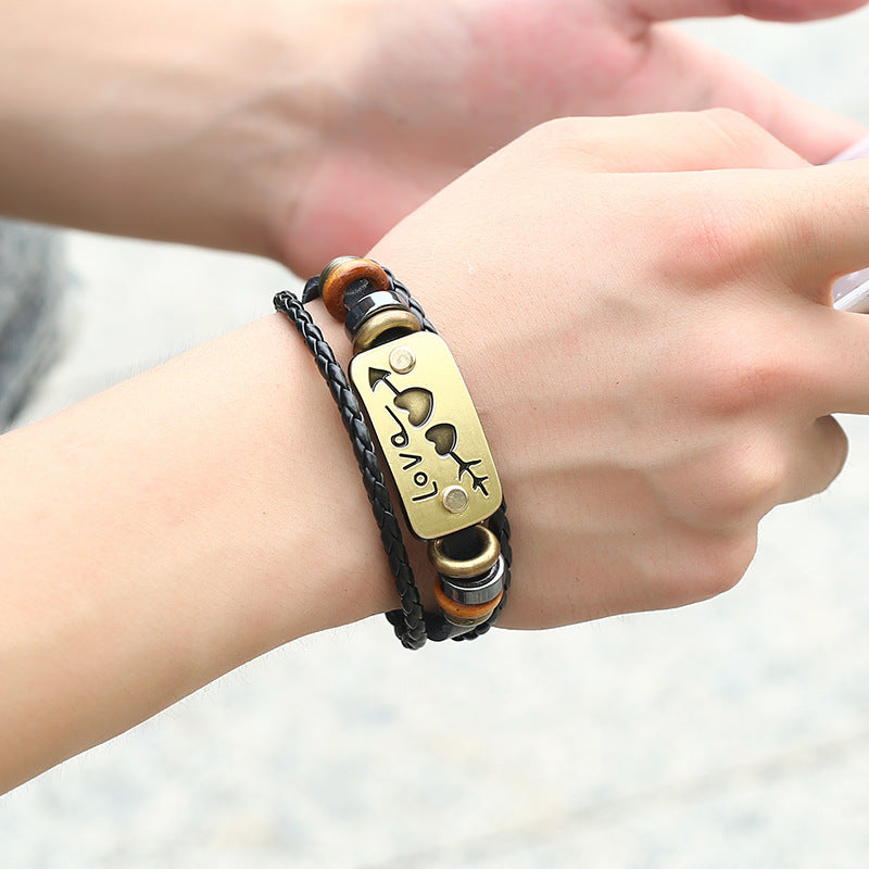 Korean Style Genuine Leather Couple Woven Female Carrying Bracelets