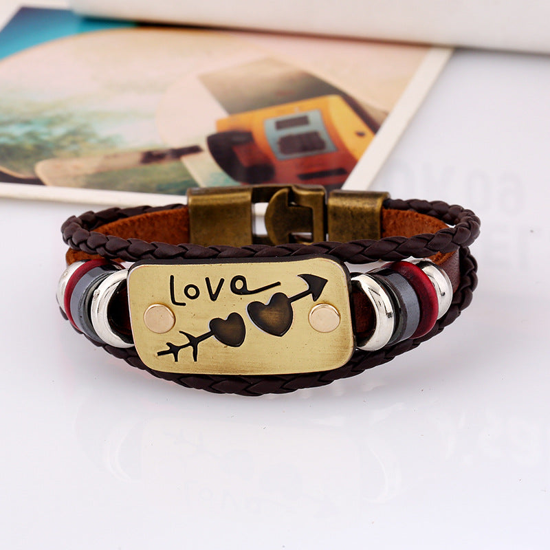 Korean Style Genuine Leather Couple Woven Female Carrying Bracelets