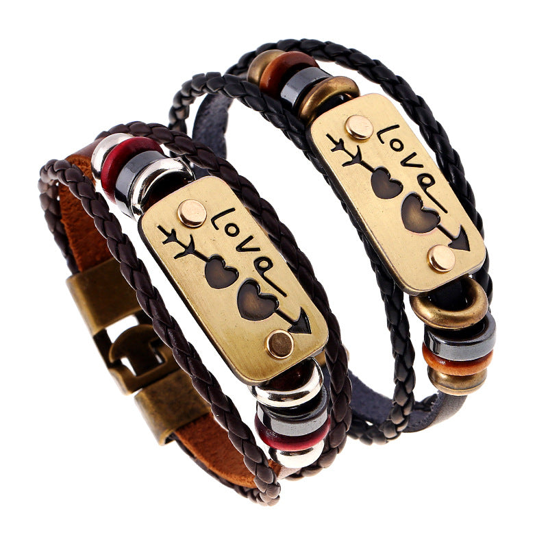 Korean Style Genuine Leather Couple Woven Female Carrying Bracelets