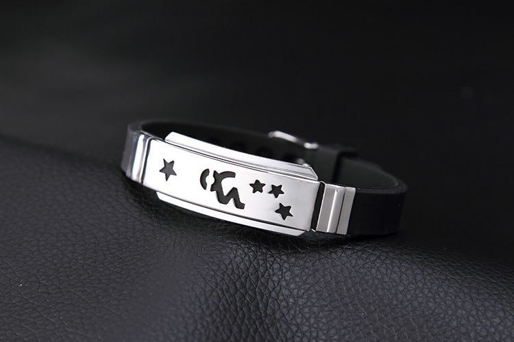 Bracelet de montre en acier Couple cadeau lettrage Bracelets en acier inoxydable en Silicone