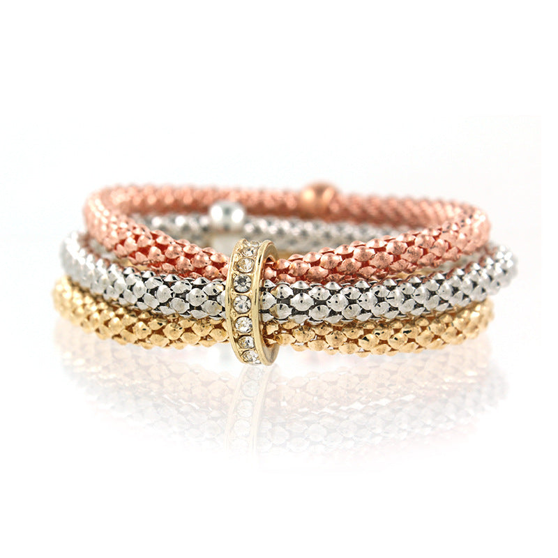 Bracelets de mode en alliage de diamant tricolore en alliage d'ornement