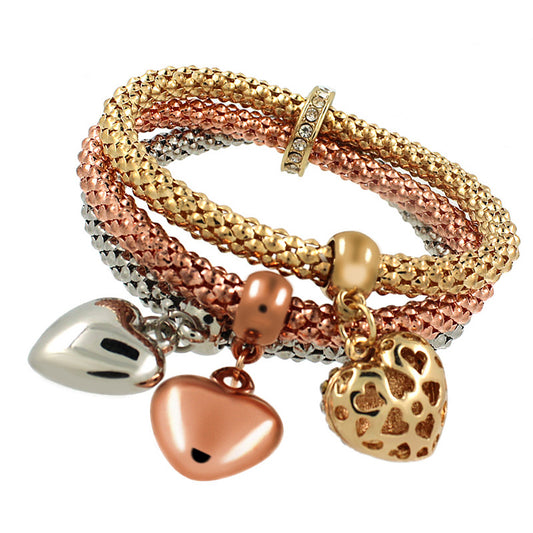 Ornament Alloy Three-color Diamond Heart Fashion Bracelets