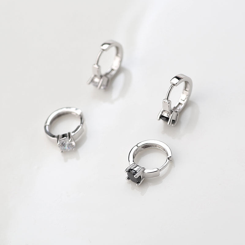Women's & Men's Sier Mini Diamond Clip Temperament Circle Ear Buckle