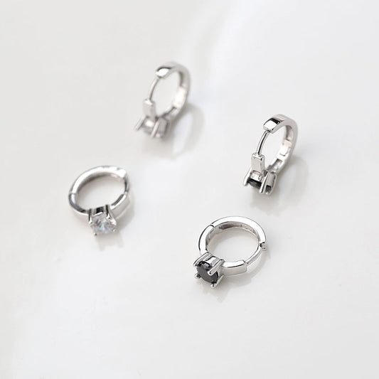 Women's & Men's Sier Mini Diamond Clip Temperament Circle Ear Buckle