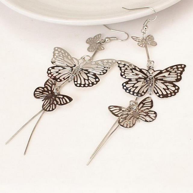 Beauty's Birth Day Hollow Butterfly Long Earrings