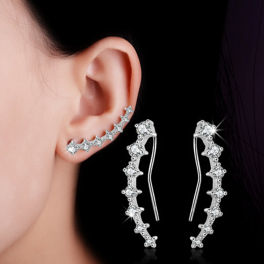 Boucles d'oreilles à plusieurs oreilles en diamant frais pour femmes, à la mode