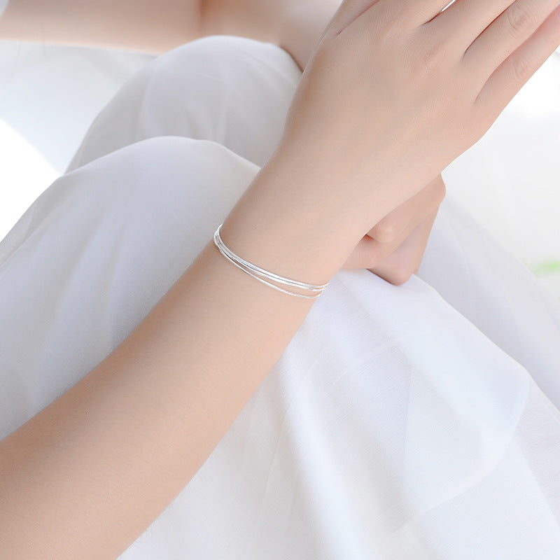 Sier-Fußkettchen für Damen, klassische Basic-Ketten-Schlangenarmbänder