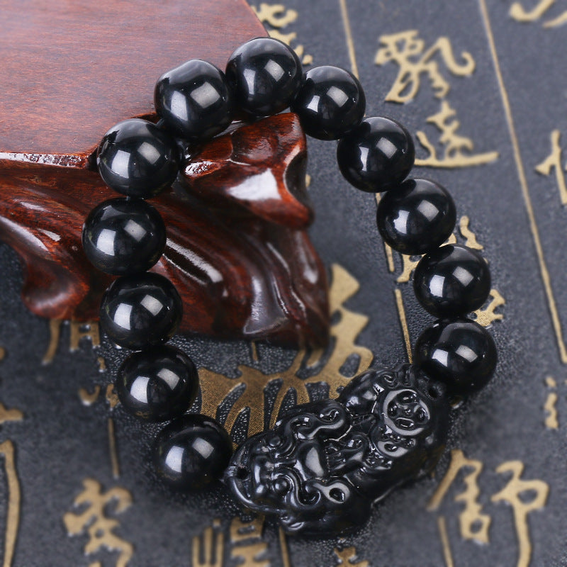 Bracelets multiples imitation obsidienne Pi, promotion équitable