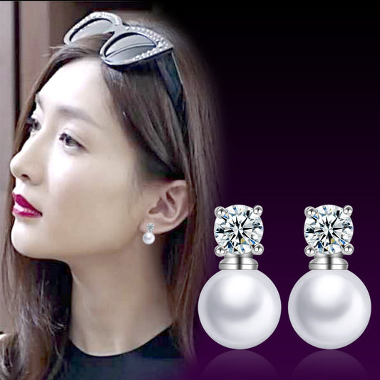 Women's Zircon Pearl Fashion Simple Sier Plated Earrings