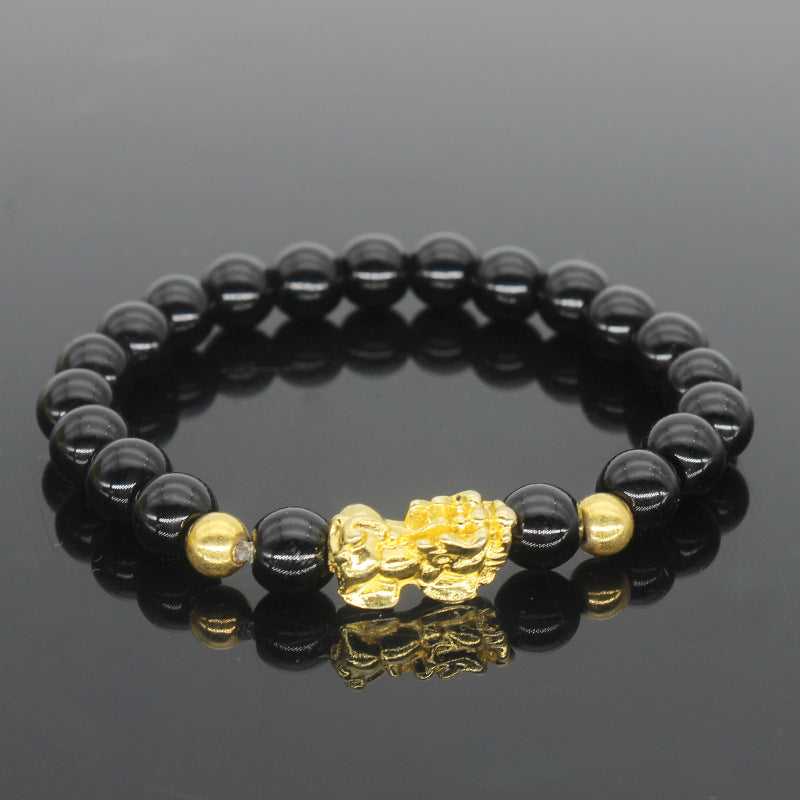 Women's & Men's & Hard Gold Imitation Stone Color Protection Bracelets