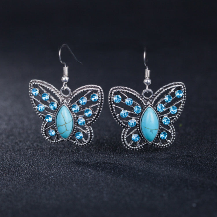 Full Diamond Turquoise Butterfly Vintage Ethnic Necklaces