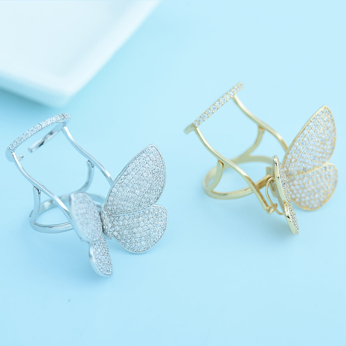 Butterfly Brass Micro Inlaid Zircon Personality Rings