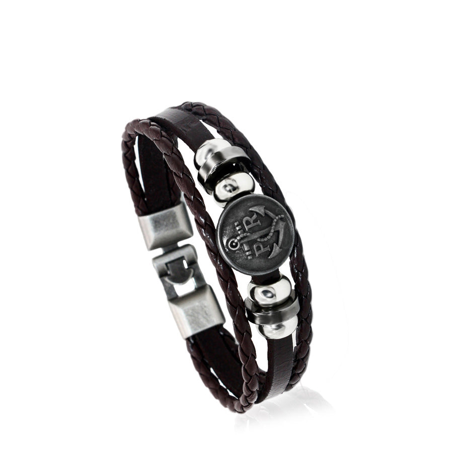 Herren Anker Rindsleder Kette Punk Vintage Schmuck Armbänder