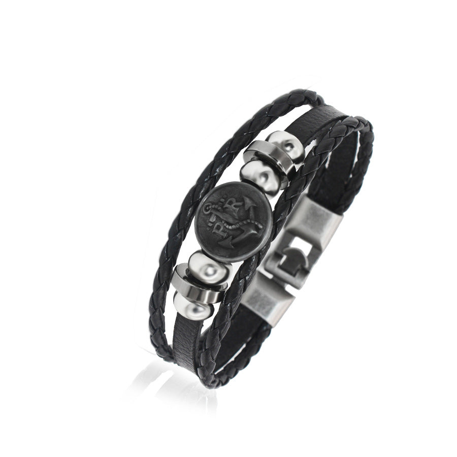 Herren Anker Rindsleder Kette Punk Vintage Schmuck Armbänder