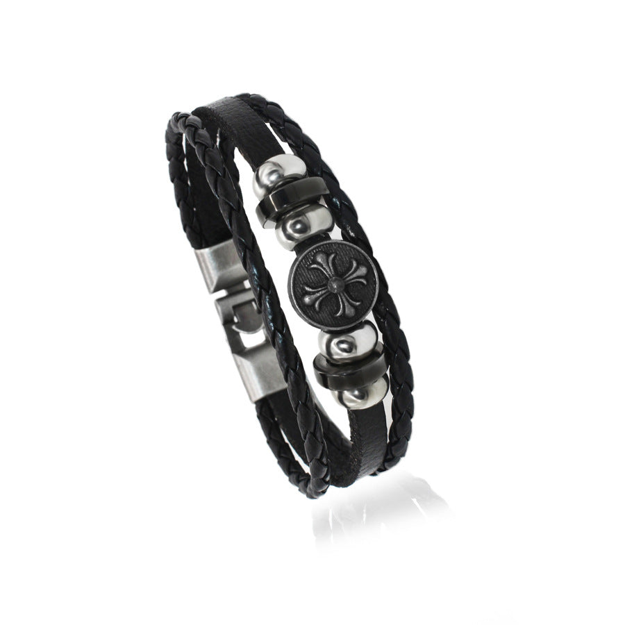 Herren Anker Rindsleder Kette Punk Vintage Schmuck Armbänder