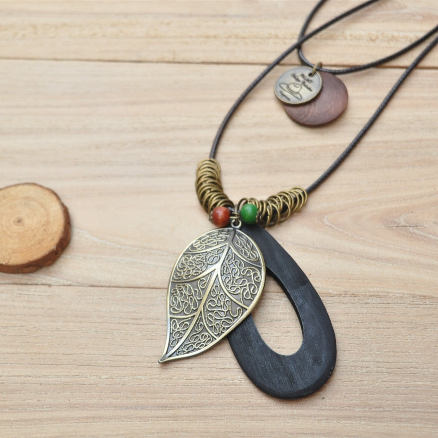 Sweater Chain Long Simple Retro Leaf Necklace