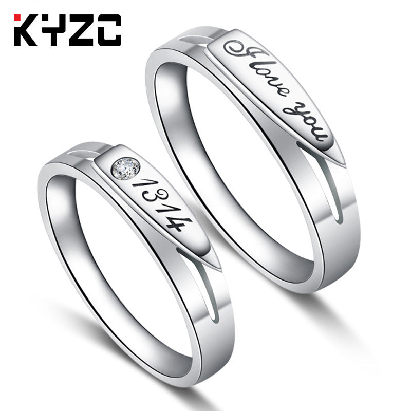 Sier Accessories Open Couple Female Korean Style Zircon Rings