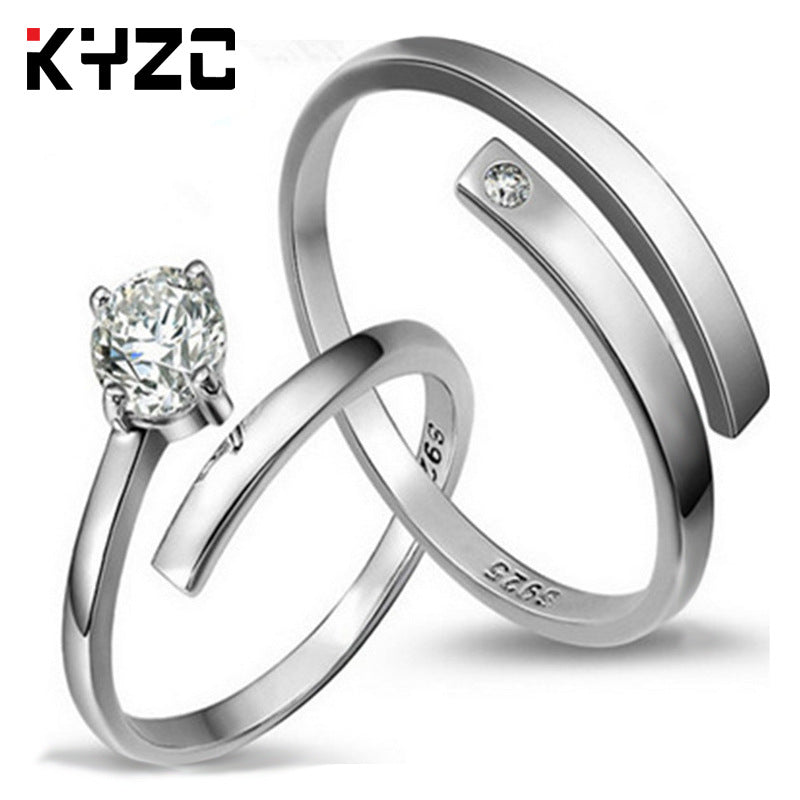 Sier Accessories Open Couple Female Korean Style Zircon Rings