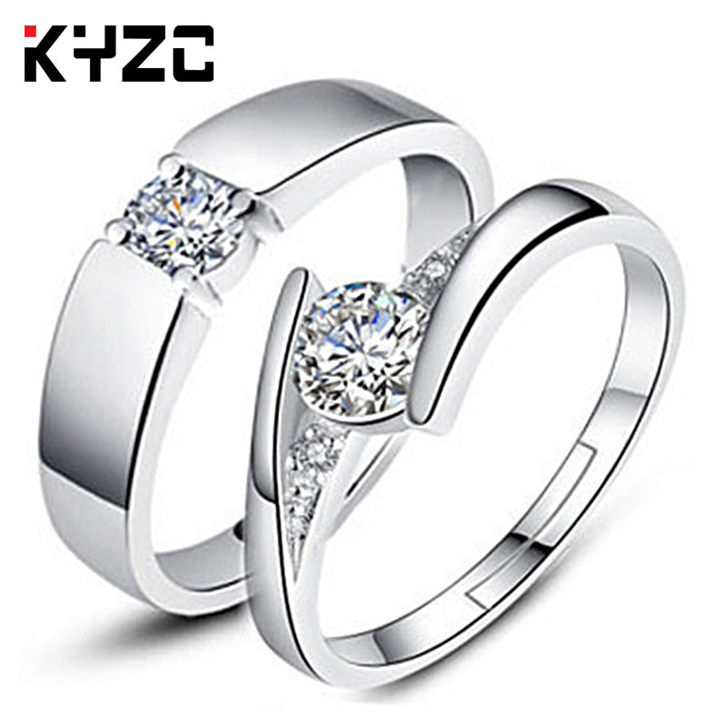 Sier Accessories Open Couple Female Korean Style Zircon Rings