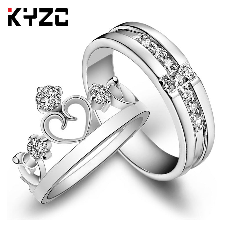 Sier Accessories Open Couple Female Korean Style Zircon Rings