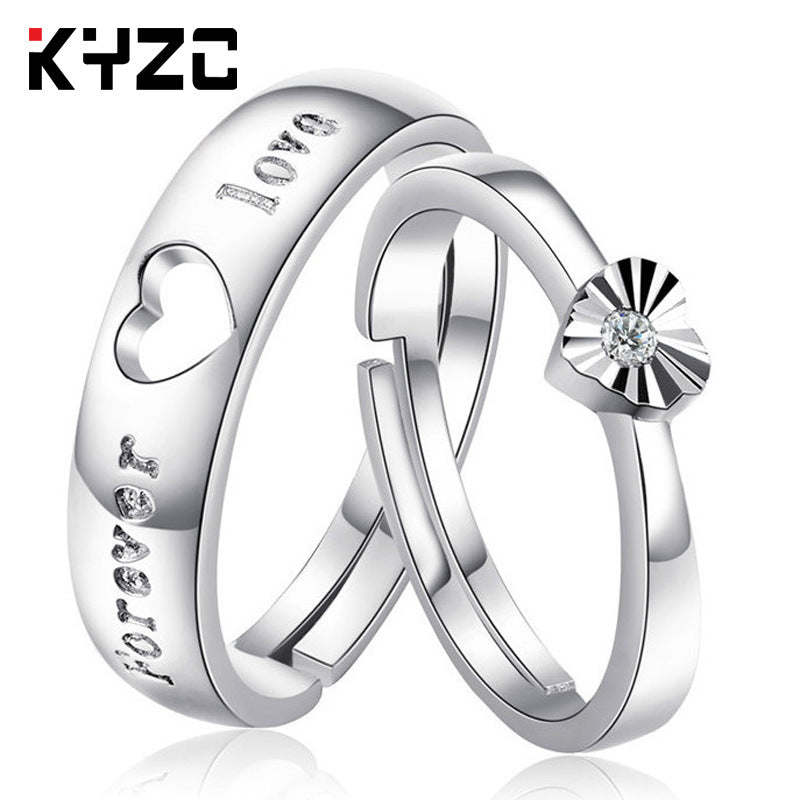 Sier Accessories Open Couple Female Korean Style Zircon Rings