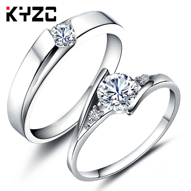 Sier Accessories Open Couple Female Korean Style Zircon Rings