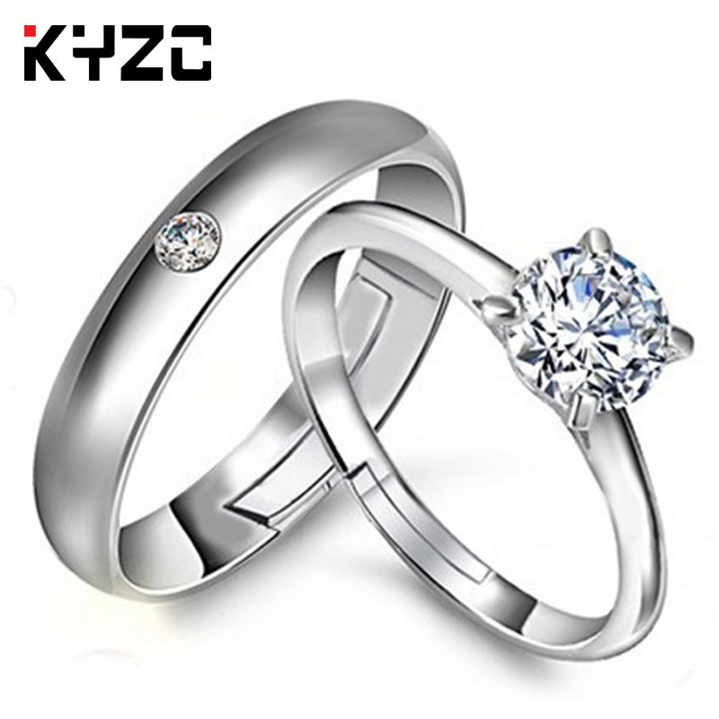 Sier Accessories Open Couple Female Korean Style Zircon Rings