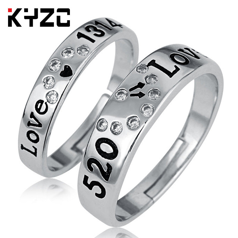 Sier Accessories Open Couple Female Korean Style Zircon Rings