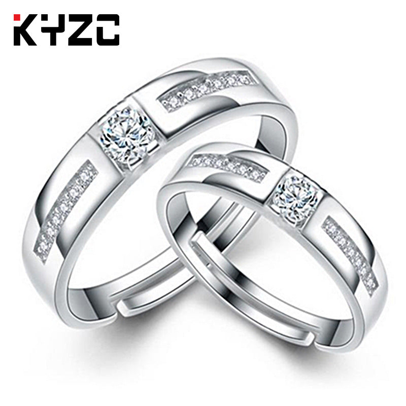 Sier Accessories Open Couple Female Korean Style Zircon Rings