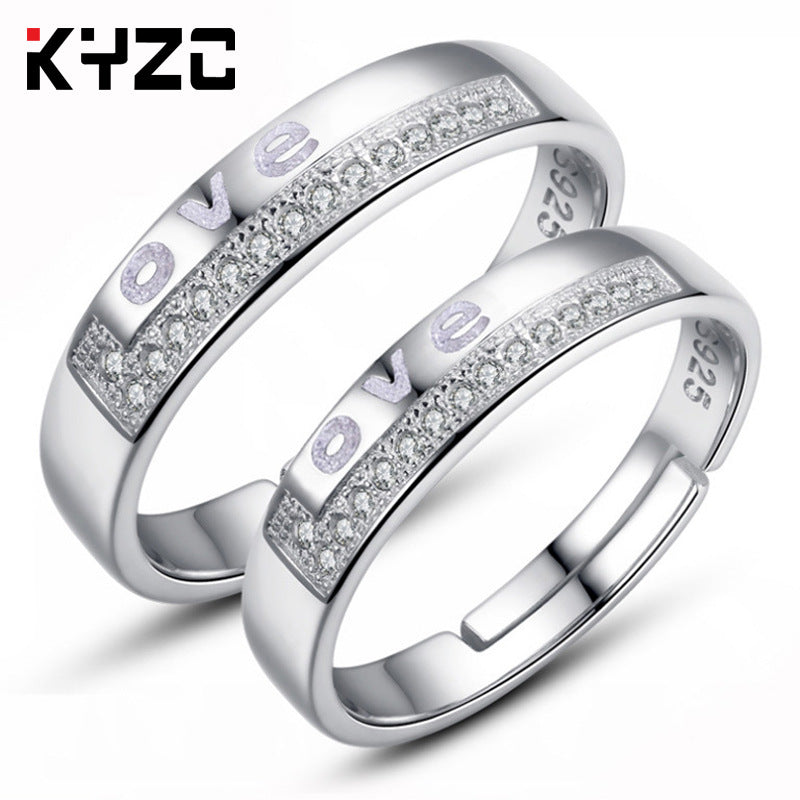 Sier Accessories Open Couple Female Korean Style Zircon Rings