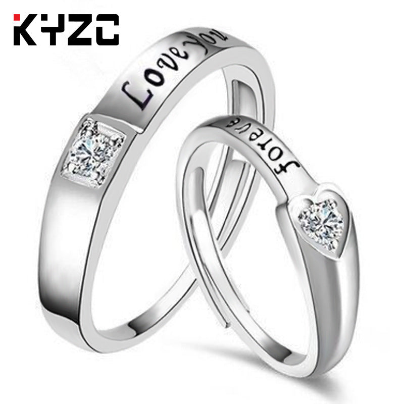 Sier Accessories Open Couple Female Korean Style Zircon Rings