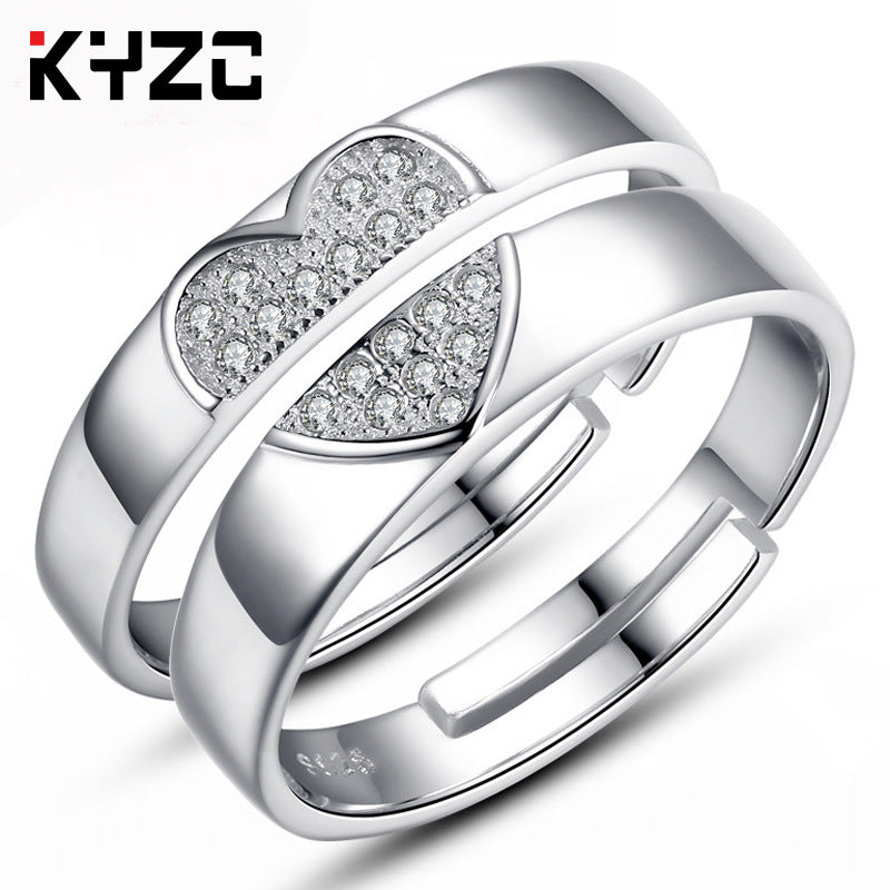 Sier Accessories Open Couple Female Korean Style Zircon Rings