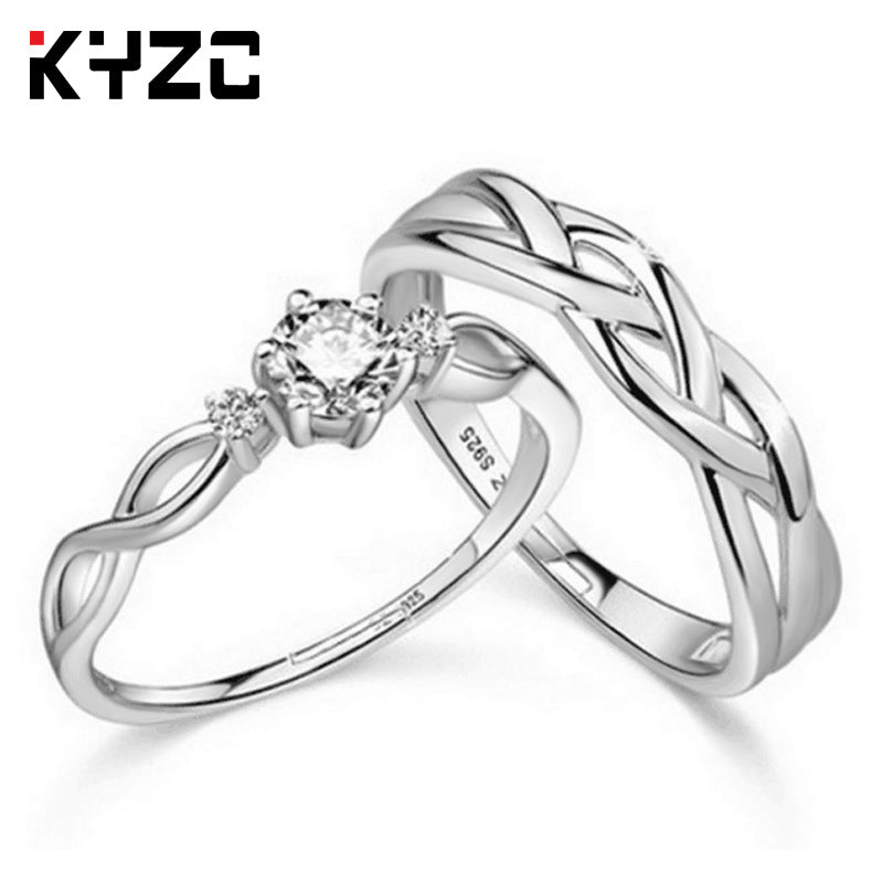 Sier Accessories Open Couple Female Korean Style Zircon Rings