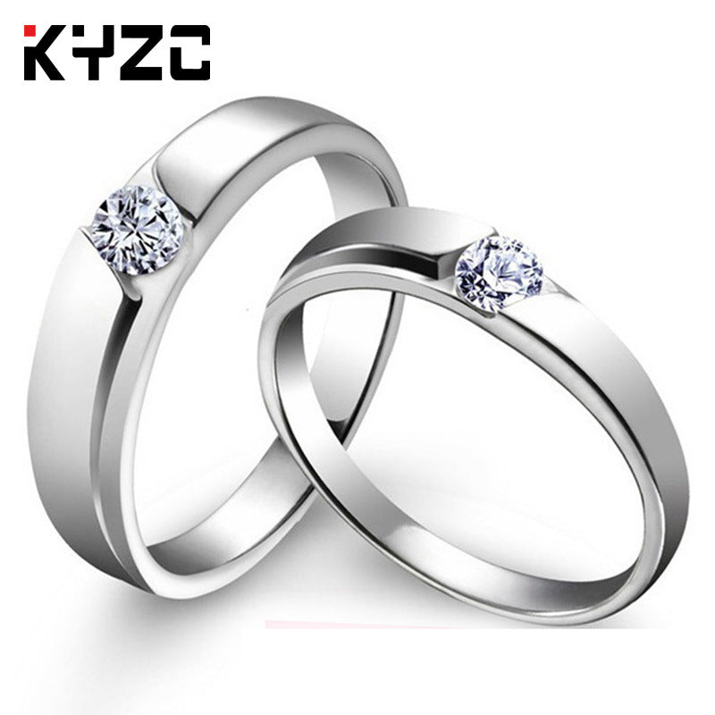 Sier Accessories Open Couple Female Korean Style Zircon Rings