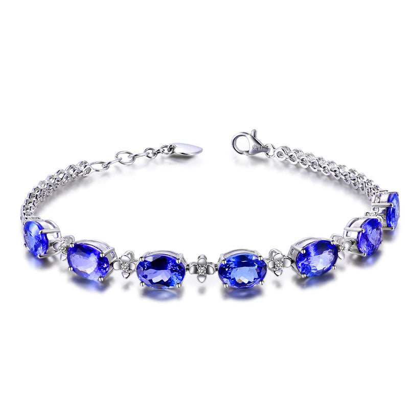 Colored Gems Series Creative Sapphire Sier Bracelets