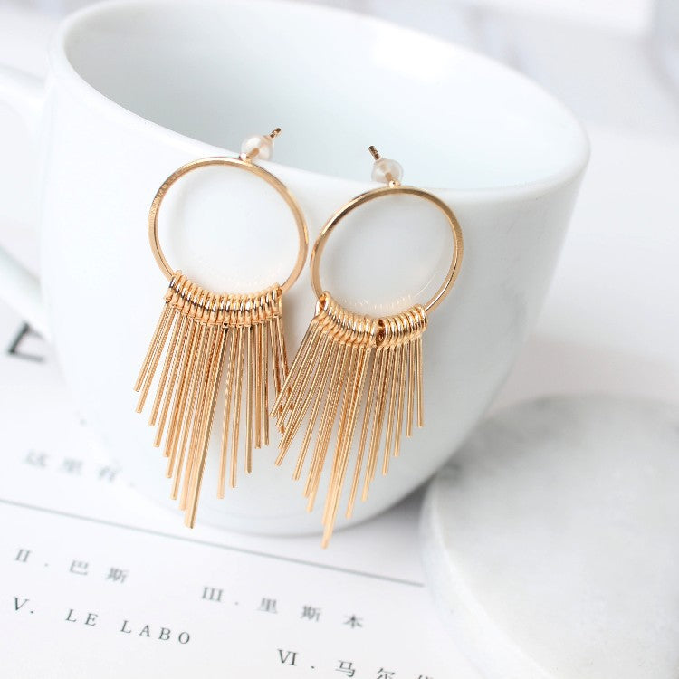 Women's Fashion For Temperamental Tassels Simple Graceful Long Earrings