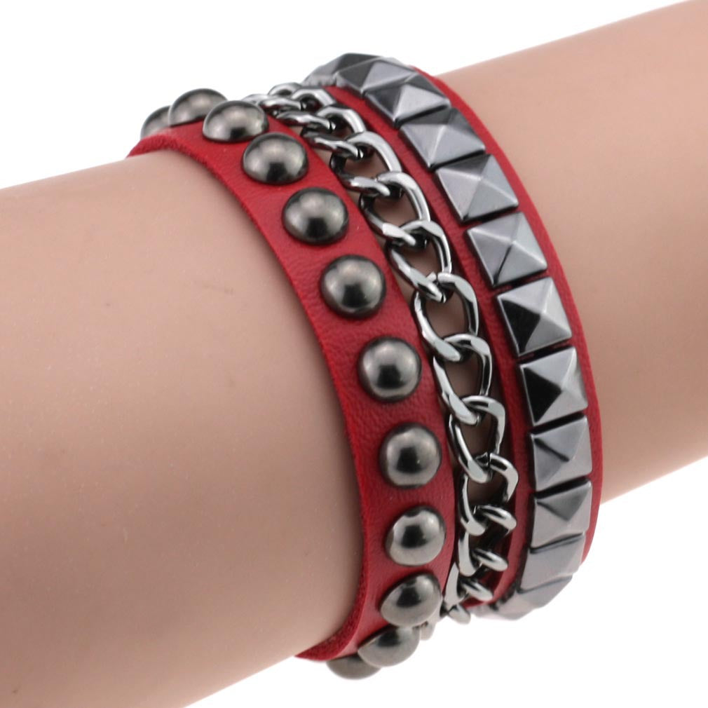 Fashion Square Round Rivet Iron Chain Bracelets