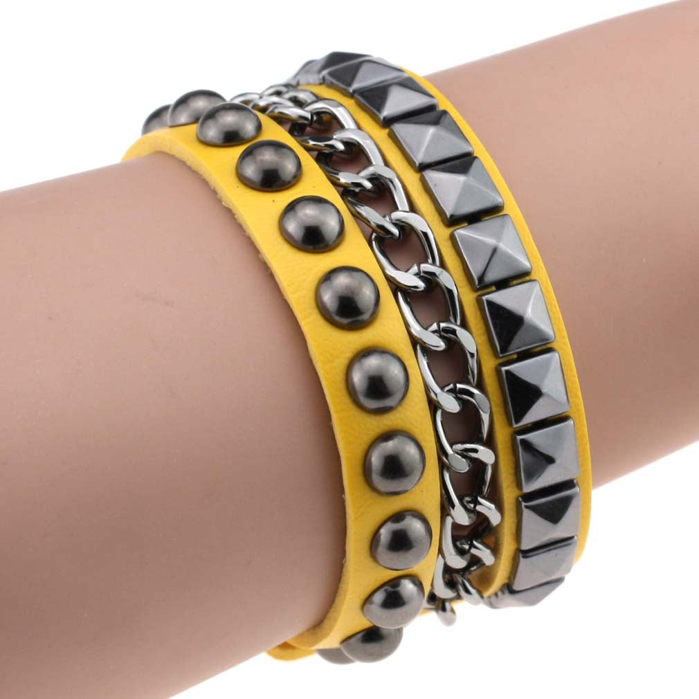 Fashion Square Round Rivet Iron Chain Bracelets