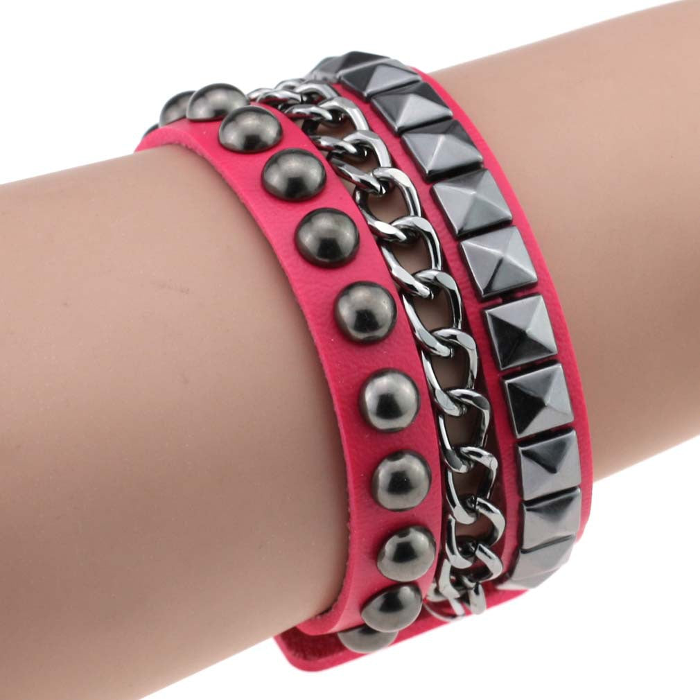 Fashion Square Round Rivet Iron Chain Bracelets