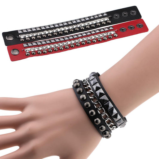 Fashion Square Round Rivet Iron Chain Bracelets