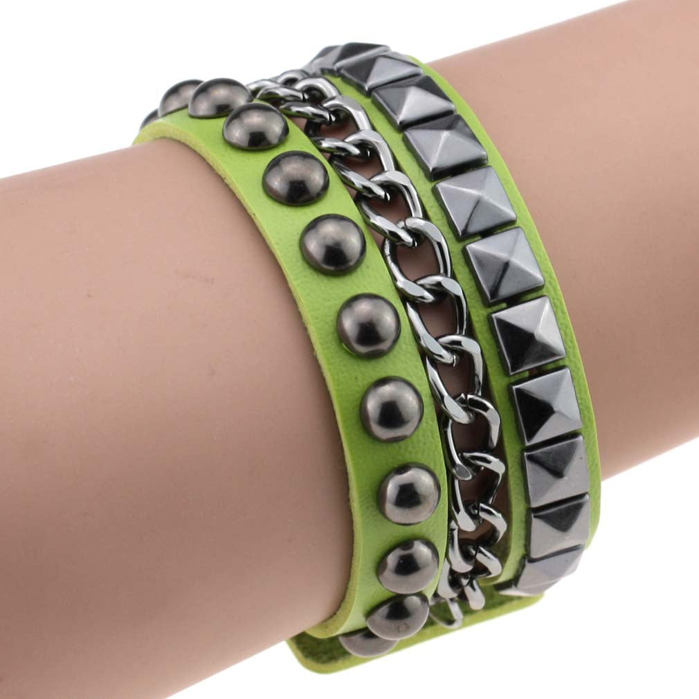 Fashion Square Round Rivet Iron Chain Bracelets